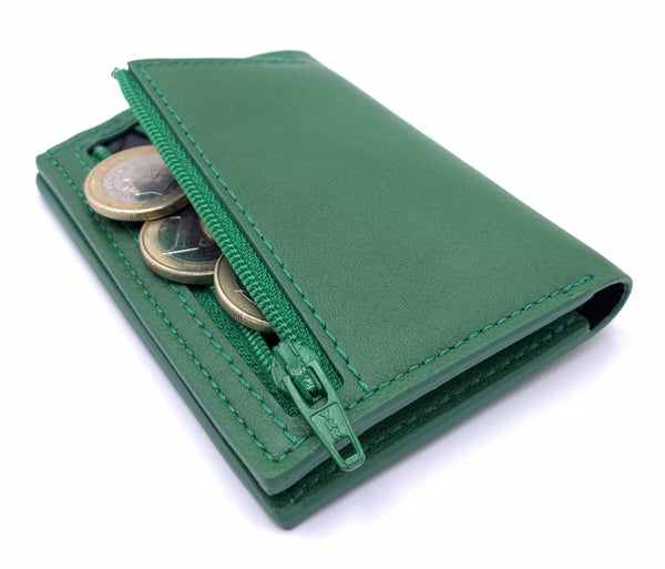 Cartera de piel  Slim Leather Wallet verde