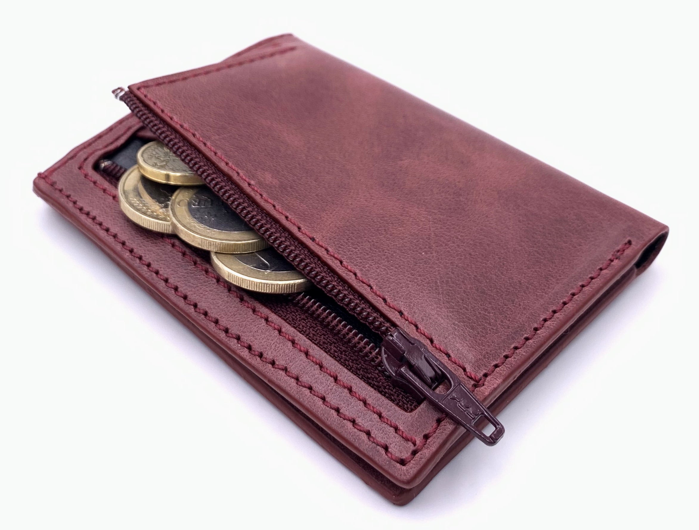 Cartera de piel  Slim Leather Wallet burdeos