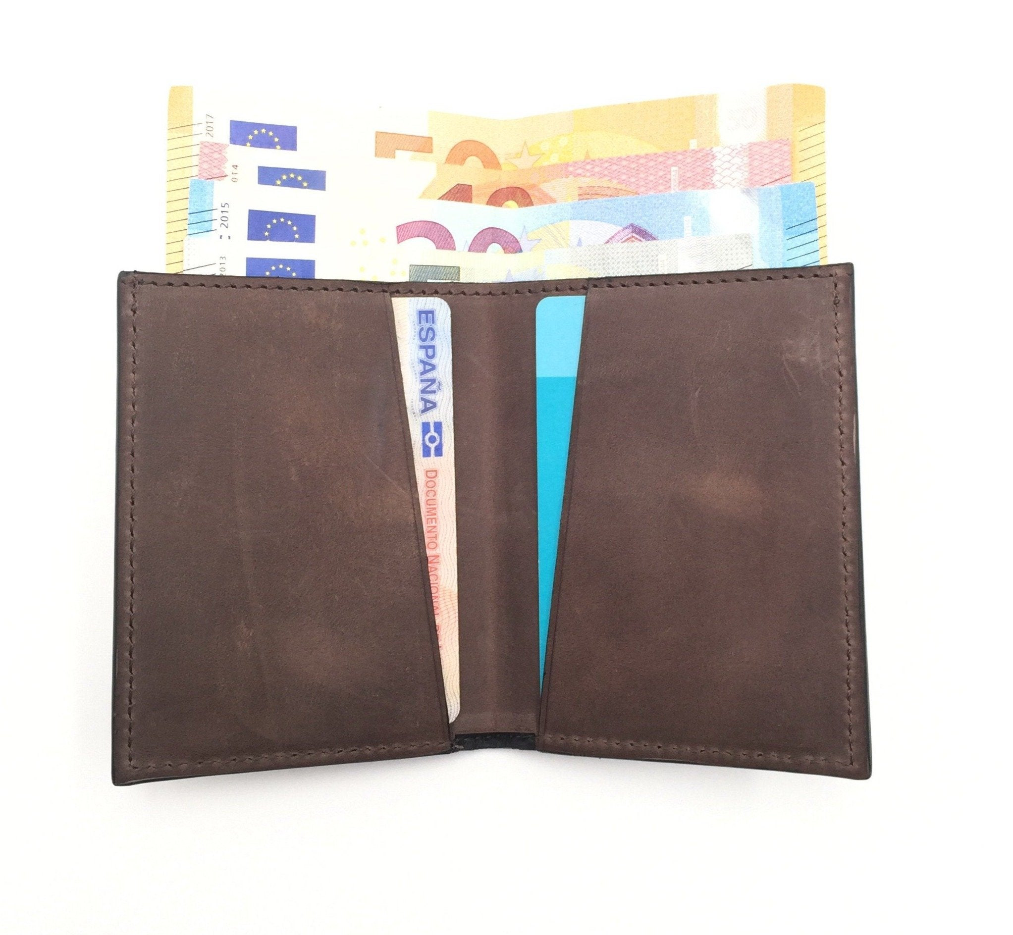 Cartera de piel Slim Leather Wallet Marrón